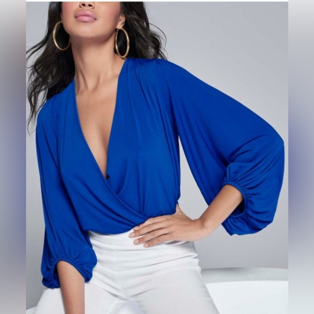 Venus Balloon Sleeve Surplice Bodysuit.
